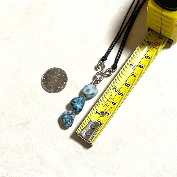 2/$20, Natural Teal Tree Agate Necklace, Genuine Gemstone Lariat Cord Necklace - Picture 12 of 13
